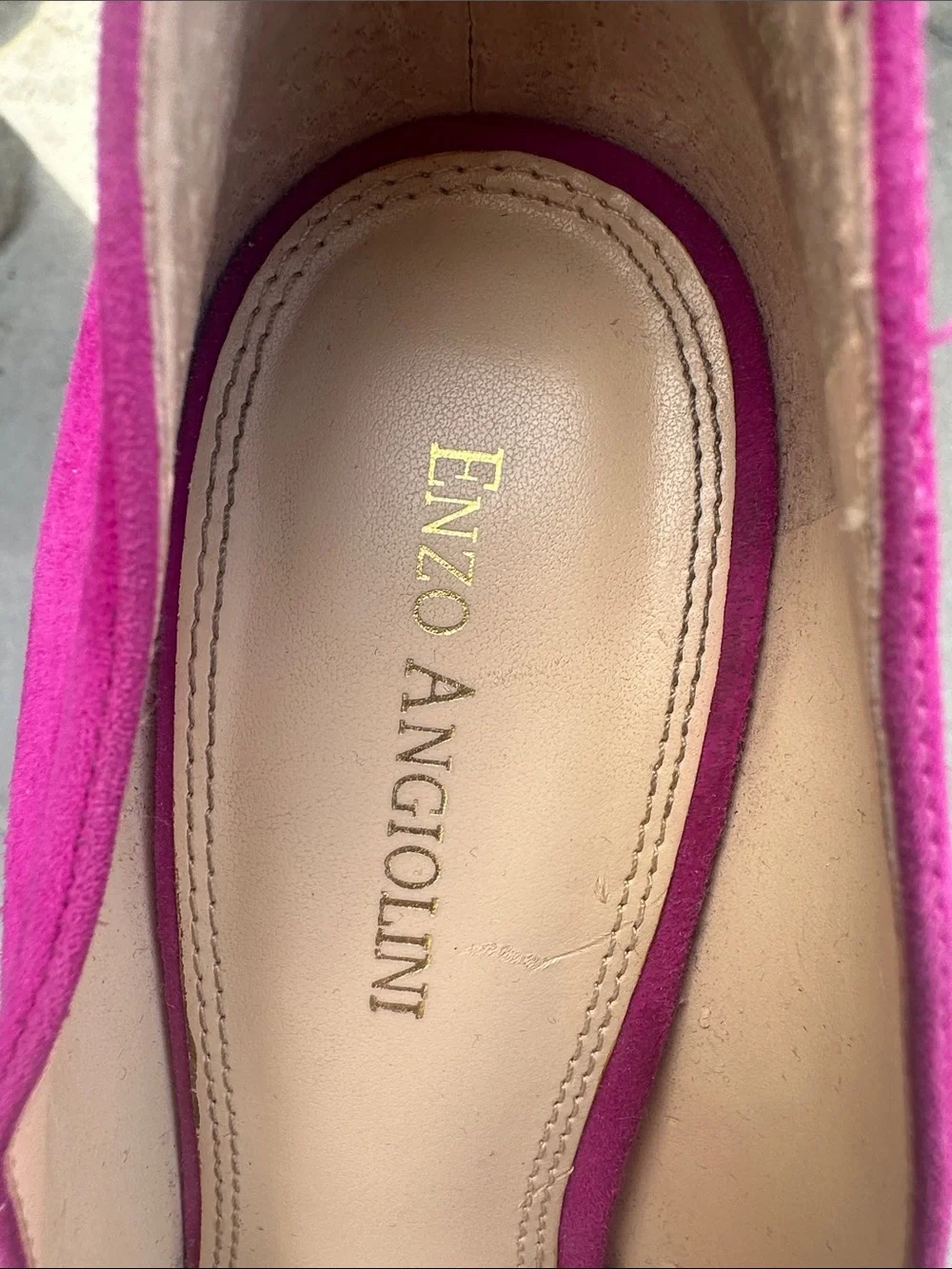 Enzo Angiolini Women's Magenta Suede Peep-Toe Pumps